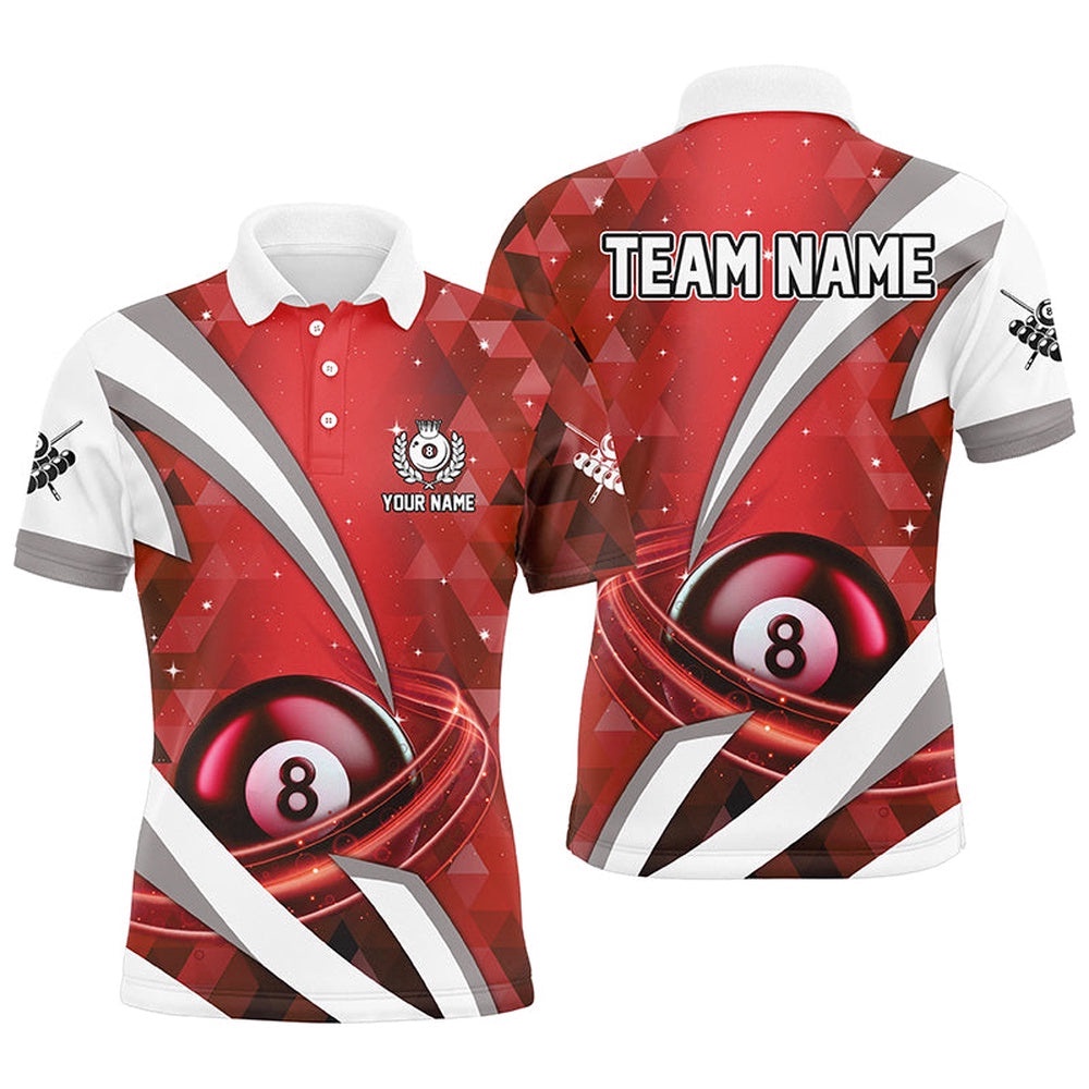 Lightning Red 8 Ball Pool Polo Shirts Custom Billiard Team Polo Attire, Personalized Billiard Polo Shirt Lightning Red 8 Ball Pool Polo Shirts Custom Billiard Team Polo Attire, Personalized Billiard Polo Shirt