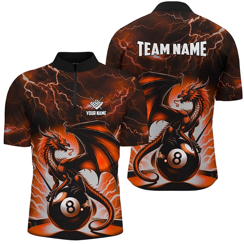 Lightning Thunder Dragon Custom Orange 8 Ball Pool Shirts, Billiard Team League Jerseys, Personalized Billiard Team Jersey Shirt Lightning Thunder Dragon Custom Orange 8 Ball Pool Shirts, Billiard Team League Jerseys, Personalized Billiard Team Jersey Shirt