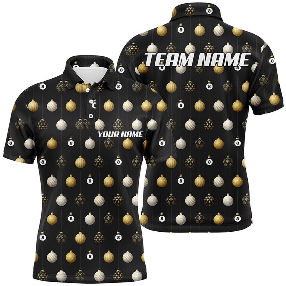 Merry Christmas Billiard Pattern Full Printing Polo Shirts, Christmas Attire, Personalized Billiard Polo Shirt Merry Christmas Billiard Pattern Full Printing Polo Shirts, Christmas Attire, Personalized Billiard Polo Shirt