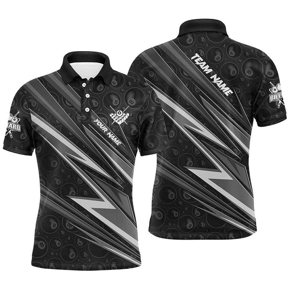 Name White And Black Billiard Polo Best Custom Pool Team Polo Shirts, Personalized Billiard Polo Shirt