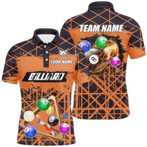 Orange Billiard Grunge Style Full Printing Polo…