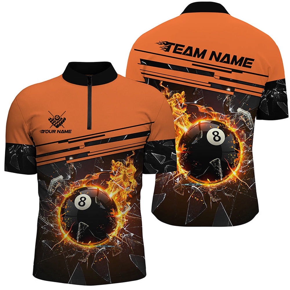 Orange Funny 8 Ball Pool Fire Break Glass Custom Billiard Shirt 3D Printed Billiard Team Jersey, Personalized Billiard Team Jersey Shirt Orange Funny 8 Ball Pool Fire Break Glass Custom Billiard Shirt 3D Printed Billiard Team Jersey, Personalized Billiard Team Jersey Shirt