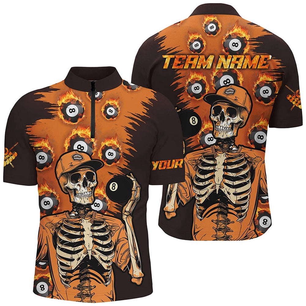 Orange Funny Skeleton With 8 Ball Pool Billiard Shirts, 8 Ball Fire Pool Jerseys, Personalized Billiard Team Jersey Shirt Orange Funny Skeleton With 8 Ball Pool Billiard Shirts, 8 Ball Fire Pool Jerseys, Personalized Billiard Team Jersey Shirt