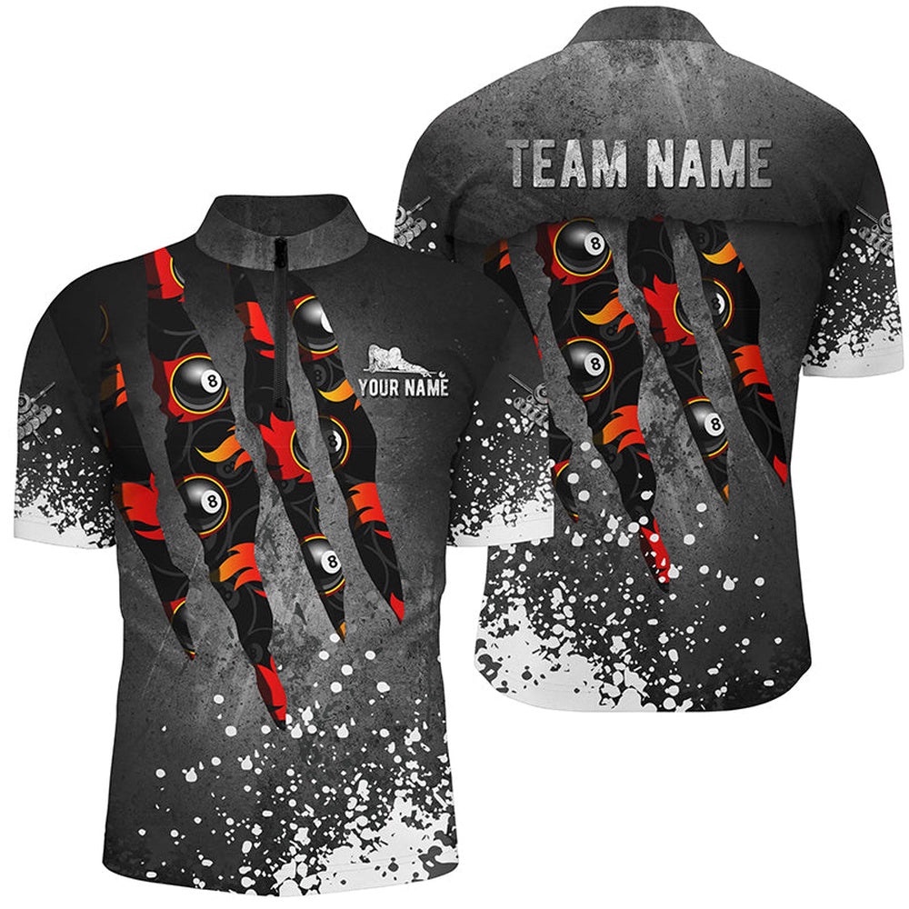 Paint White 8 Ball Fire Billiard 3D Jersey Shirts, Custom 8 Ball Pool Jerseys, Personalized Billiard Team Jersey Shirt