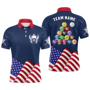 Patriotic Waving Flag Billiards Polo Shirts, Custom…