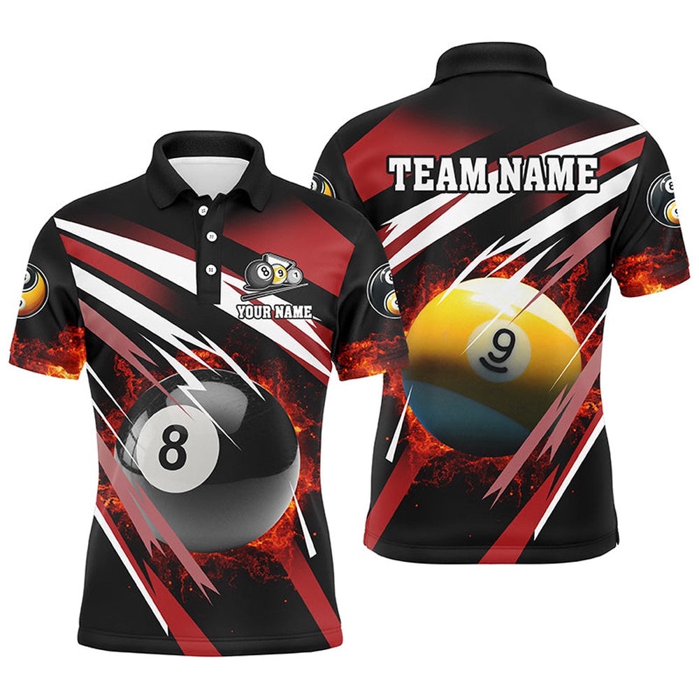 Personalized Billiard 8 Ball & 9 Ball Fire Polo Shirts Custom Billiard Polo Attire Red, Personalized Billiard Polo Shirt Personalized Billiard 8 Ball & 9 Ball Fire Polo Shirts Custom Billiard Polo Attire Red, Personalized Billiard Polo Shirt