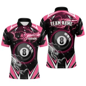 Pink 8 Ball Pool Billiard Polo Custom…