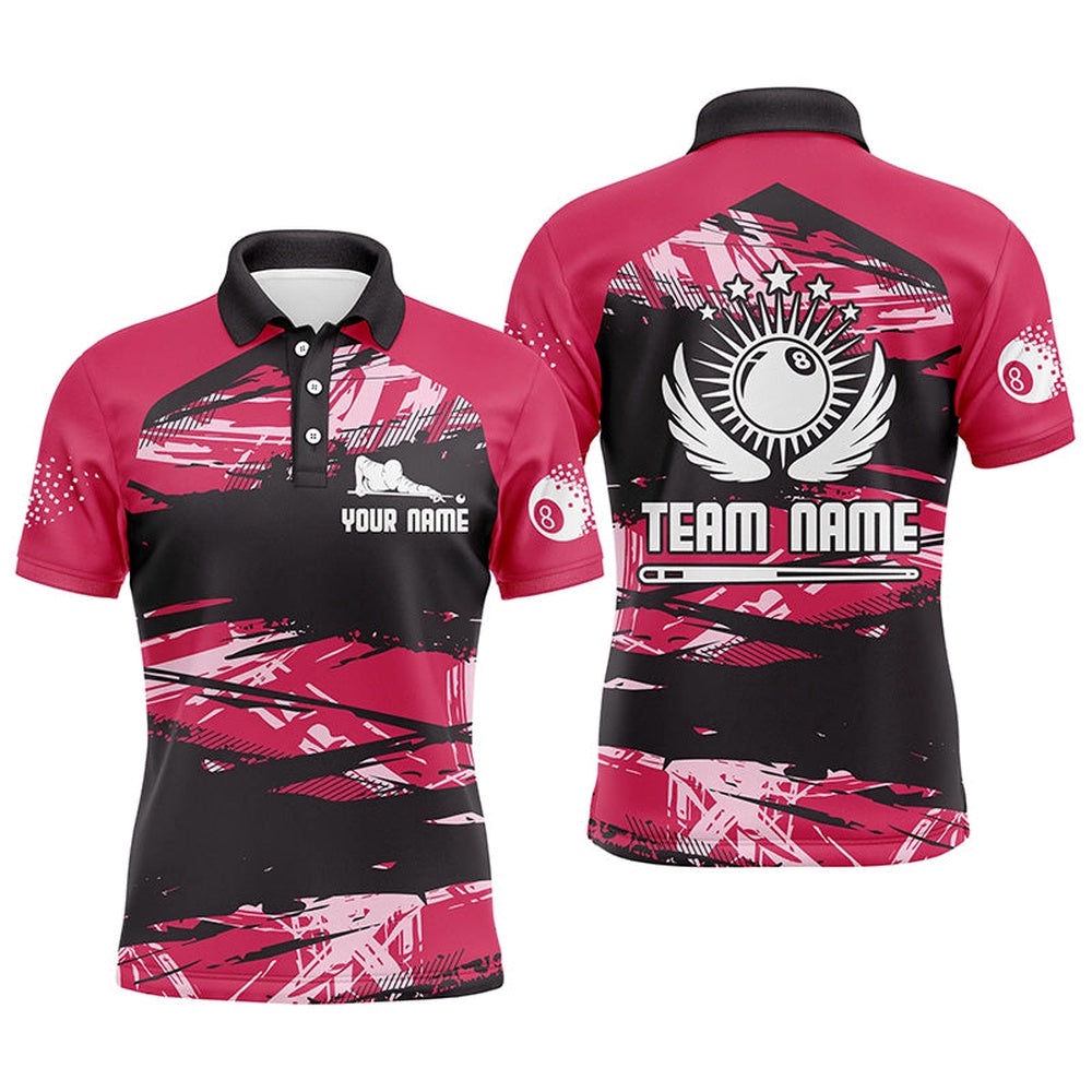 Pink Billiard 8 Ball Pool 3D Polo Shirts, Custom Name Funny Billiard Polo, Personalized Billiard Polo Shirt Pink Billiard 8 Ball Pool 3D Polo Shirts, Custom Name Funny Billiard Polo, Personalized Billiard Polo Shirt