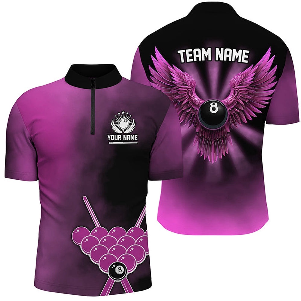 Pink Billiard 8 Ball Wings Custom Billiard Shirts, 8 Ball Pool Pink Jerseys, Personalized Billiard Team Jersey Shirt Pink Billiard 8 Ball Wings Custom Billiard Shirts, 8 Ball Pool Pink Jerseys, Personalized Billiard Team Jersey Shirt