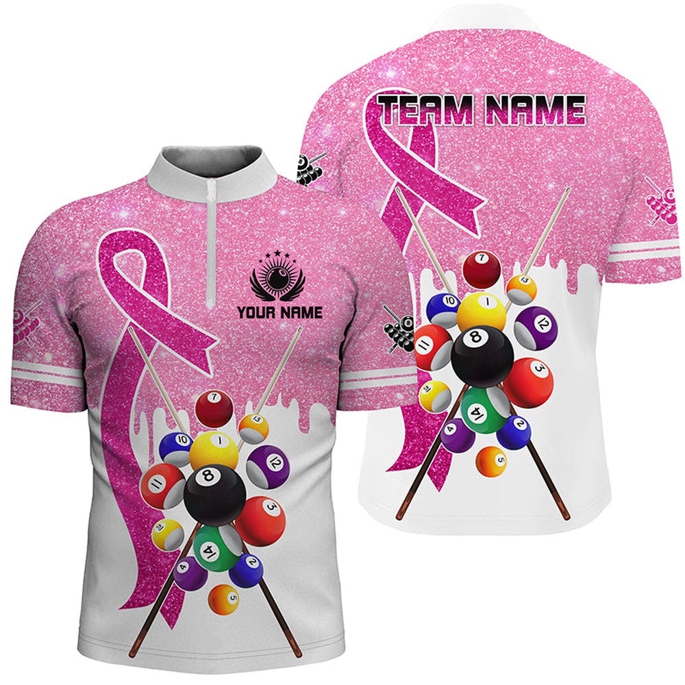 Pink Ribbon Billiard Balls Breast Cancer Awareness Pool Shirts Custom Billiard Jerseys, Personalized Billiard Team Jersey Shirt Pink Ribbon Billiard Balls Breast Cancer Awareness Pool Shirts Custom Billiard Jerseys, Personalized Billiard Team Jersey Shirt