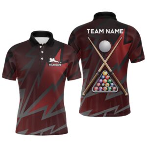 Pool Player Billiards Red Black 3D Polo…