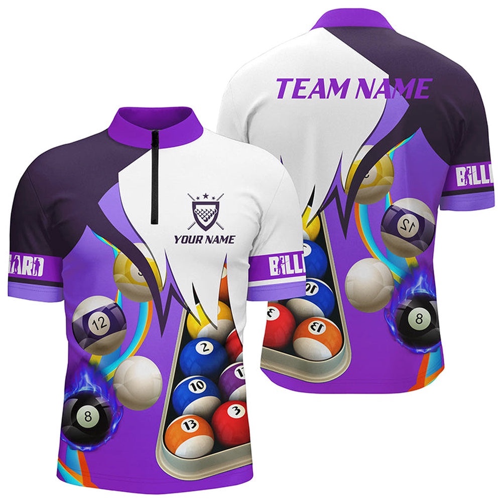 Purple 3D Billiard Balls Jersey Shirts, Custom Pool Billiard Team Shirts, Personalized Billiard Team Jersey Shirt Purple 3D Billiard Balls Jersey Shirts, Custom Pool Billiard Team Shirts, Personalized Billiard Team Jersey Shirt