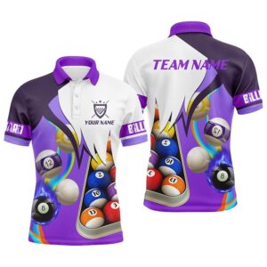Purple 3D Billiard Balls Polo Shirts, Custom…