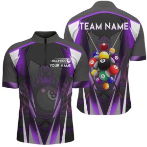 Purple 8 Ball Fire Billiard Balls Jersey…