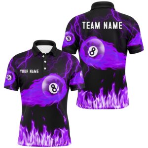 Purple 8 Ball Flame Thunder Lightning Billiard…