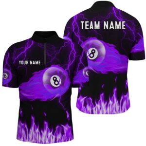 Purple 8 Ball Flame Thunder Lightning Billiard…