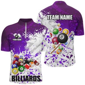 Purple Billiard Balls Paint Splash Billiard Shirts,…