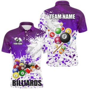 Purple Billiard Balls Paint Splash Billiard Shirts,…