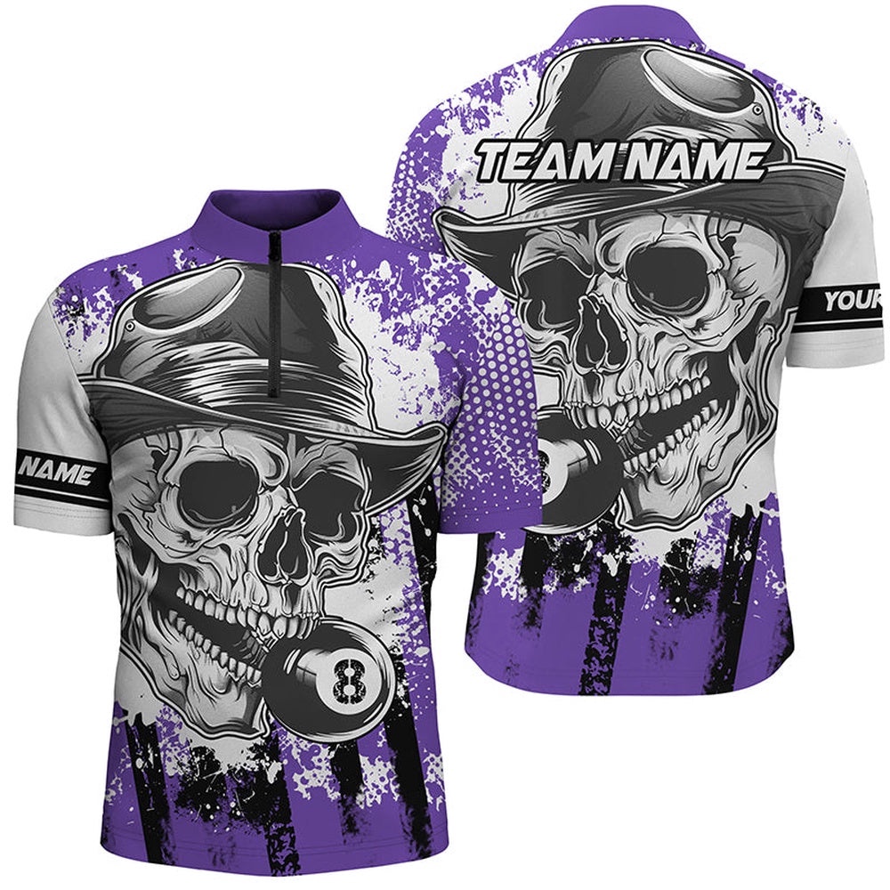 Purple Billiard Skull Holding 8 Ball Jersey Shirts Custom Billiard Jersey Attire, Personalized Billiard Team Jersey Shirt Purple Billiard Skull Holding 8 Ball Jersey Shirts Custom Billiard Jersey Attire, Personalized Billiard Team Jersey Shirt