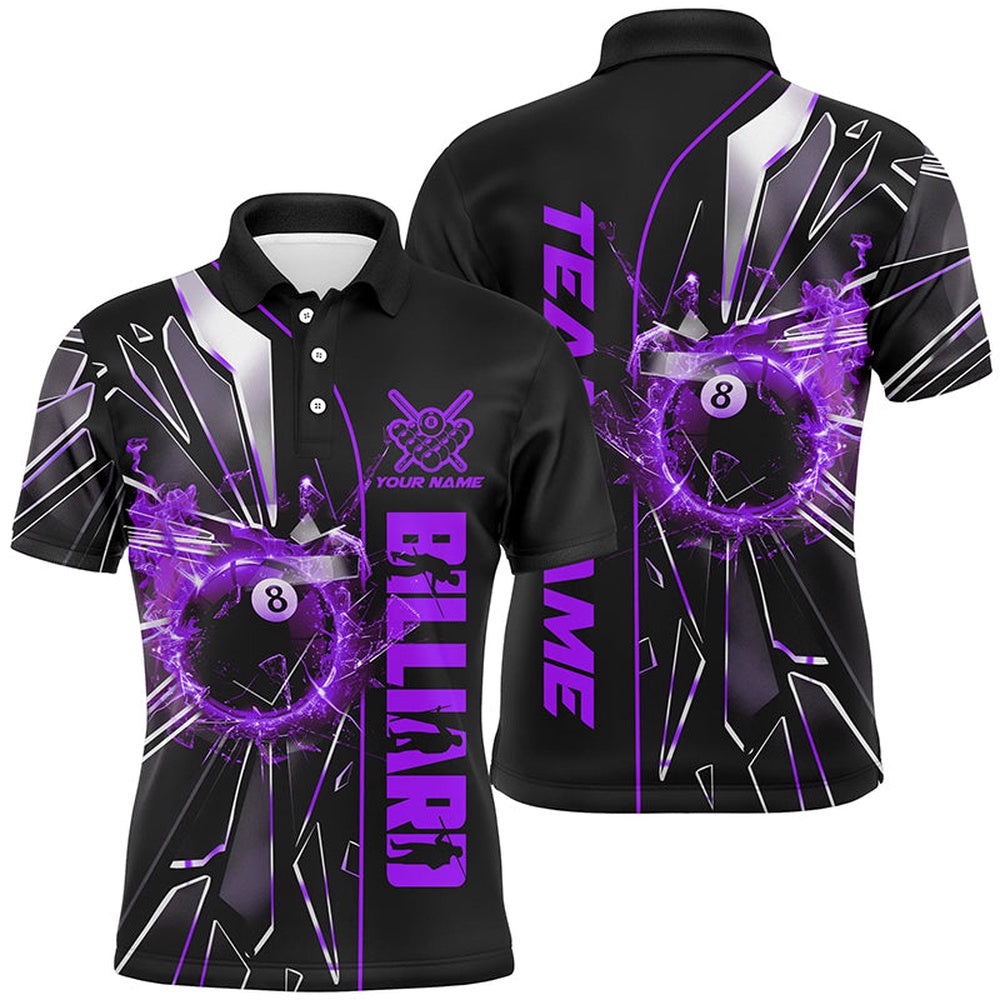 Purple Glass Crack 8 Ball Billiard Polo & Polo Shirts, 8 Ball Pool Polo, Personalized Billiard Polo Shirt Purple Glass Crack 8 Ball Billiard Polo & Polo Shirts, 8 Ball Pool Polo, Personalized Billiard Polo Shirt
