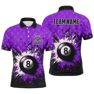 Purple Grunge 8 Ball Pool Billiards Polo…