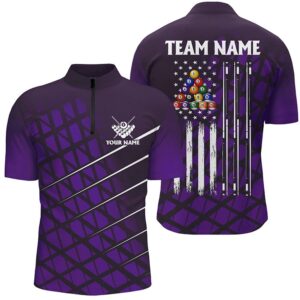 Purple Grunge American Flag Billiard Jersey Shirt…