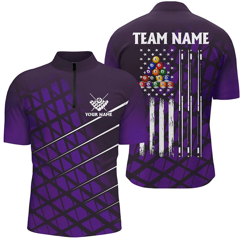 Purple Grunge American Flag Billiard Jersey Shirt Custom Pool Player Jersey Shirt, Personalized Billiard Team Jersey Shirt Purple Grunge American Flag Billiard Jersey Shirt Custom Pool Player Jersey Shirt, Personalized Billiard Team Jersey Shirt