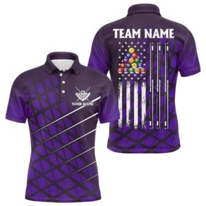 Purple Grunge American Flag Billiard Polo Shirts…