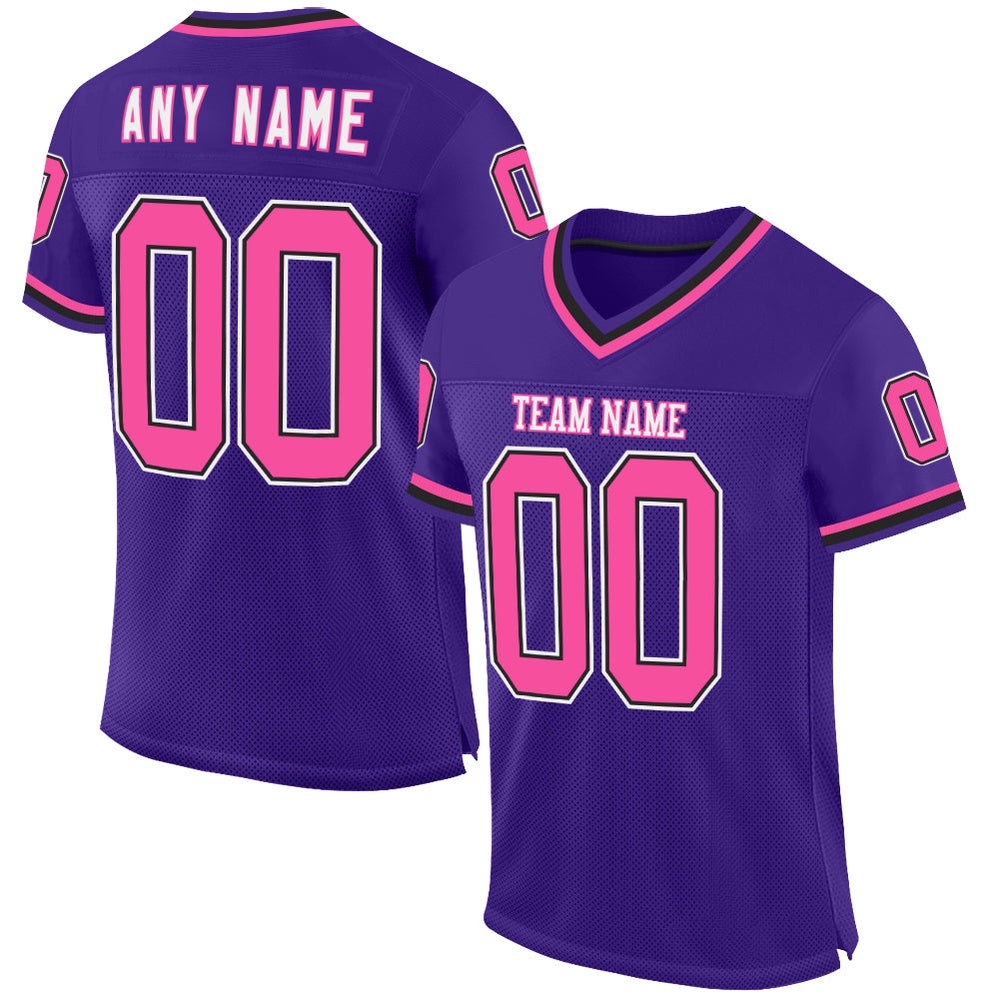 Purple Pink Black Mesh Authentic Throwback Football Jersey, Personalized Football Jersey, Football Team Jersey, Football Outfits