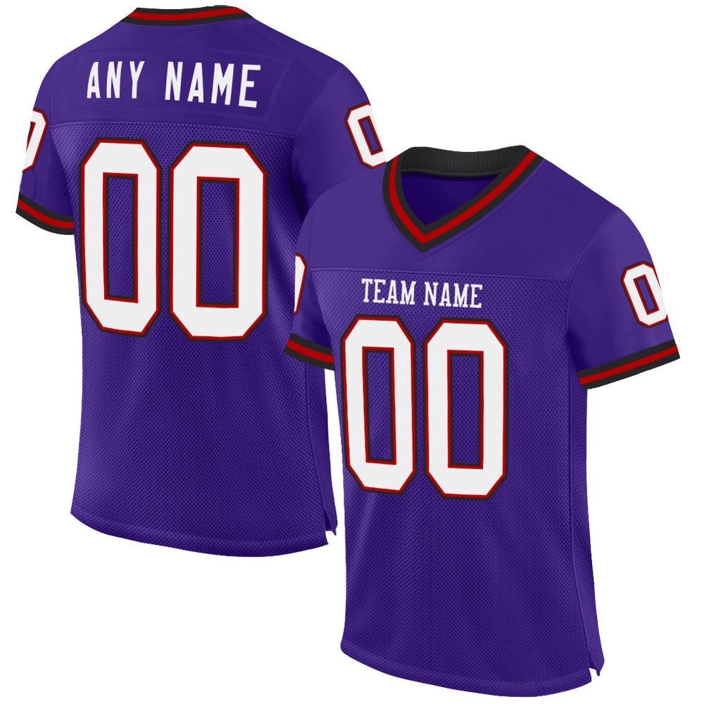 Purple Red Black Mesh Authentic Throwback Football Jersey, Personalized Football Jersey, Football Team Jersey, Football Outfits
