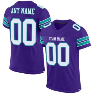 Purple White Aqua Mesh Authentic Football Jersey,…