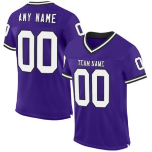 Purple White Black Mesh Authentic Throwback Football Jersey, Personalized Football Jersey, Football Team Jersey, Football Outfits
