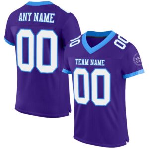 Purple White Electric Blue Mesh Authentic Football Jersey, Personalized Football Jersey, Football Team Jersey, Football Outfits