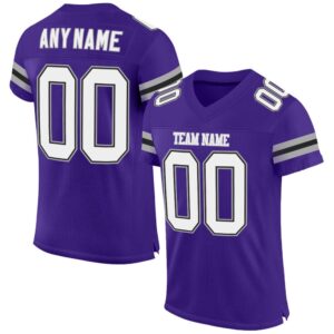 Purple White Gray Mesh Authentic Football Jersey, Personalized Football Jersey, Football Team Jersey, Football Outfits