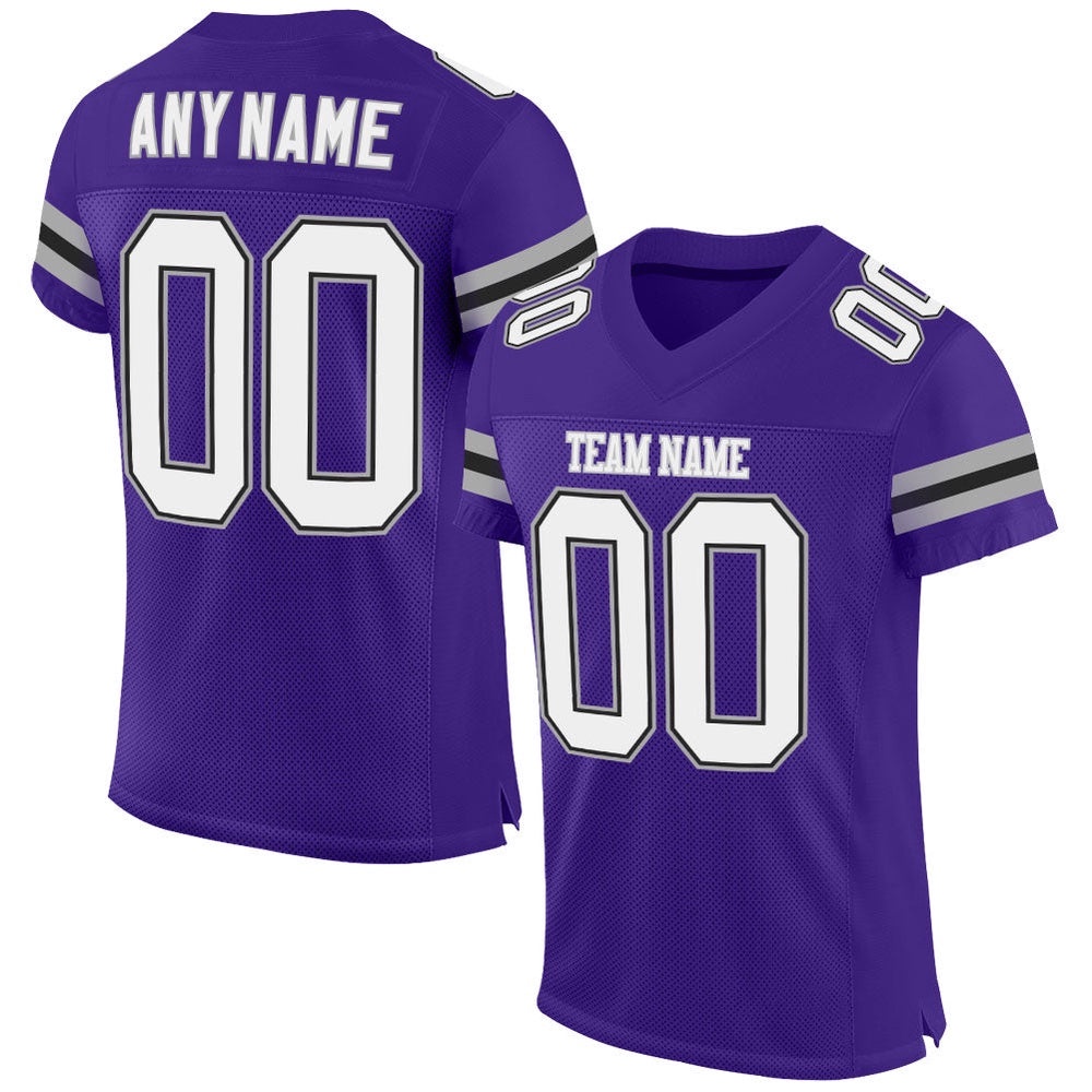 Purple White Gray Mesh Authentic Football Jersey, Personalized Football Jersey, Football Team Jersey, Football Outfits