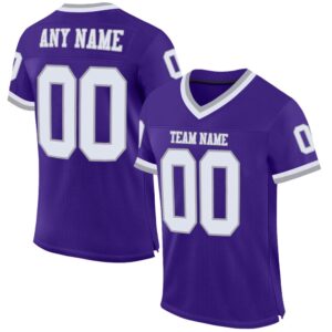 Purple White Gray Mesh Authentic Throwback Football Jersey, Personalized Football Jersey, Football Team Jersey, Football Outfits