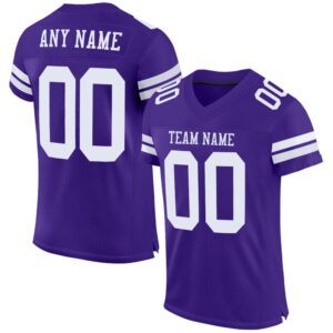 Purple White Mesh Authentic Football Jersey, Personalized…