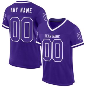 Purple White Mesh Authentic Throwback Football Jersey,…