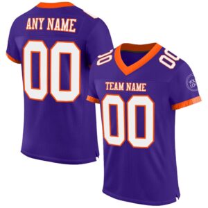 Purple White Orange Mesh Authentic Football Jersey,…
