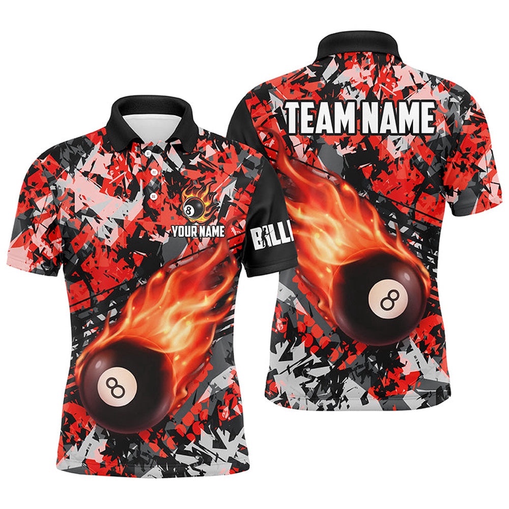 Red Billiard Ball 8 Fire Flame Polo Shirts Custom 8 Ball Pool Billiard Team Polo, Personalized Billiard Polo Shirt Red Billiard Ball 8 Fire Flame Polo Shirts Custom 8 Ball Pool Billiard Team Polo, Personalized Billiard Polo Shirt