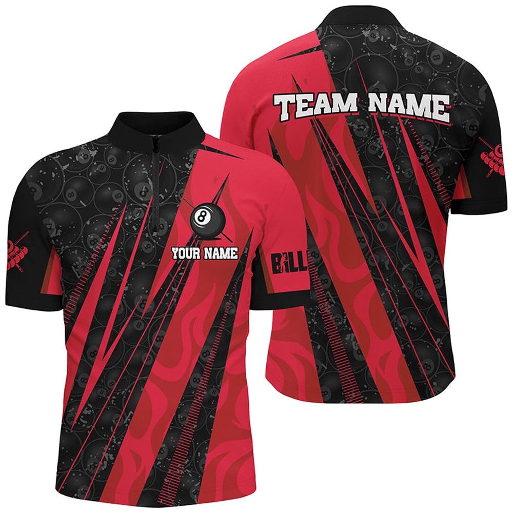 Red Billiard Tournat Sport Shirts, Best Billiard Team Jerseys Uniform, Personalized Billiard Team Jersey Shirt