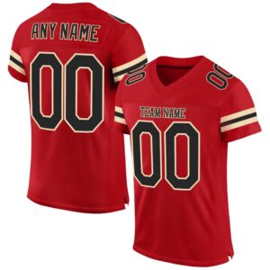 Red Black Cream Mesh Authentic Football Jersey,…