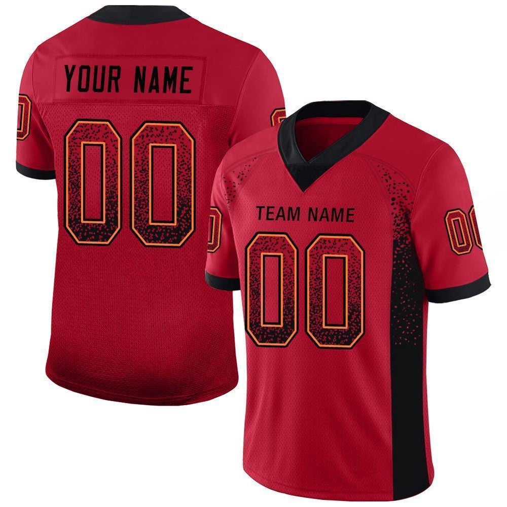 Red Black Orange Mesh Drift Fashion Football Jersey, Personalized Football Jersey, Football Team Jersey, Football Outfits
