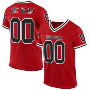 Red Black White Mesh Authentic Throwback Football…