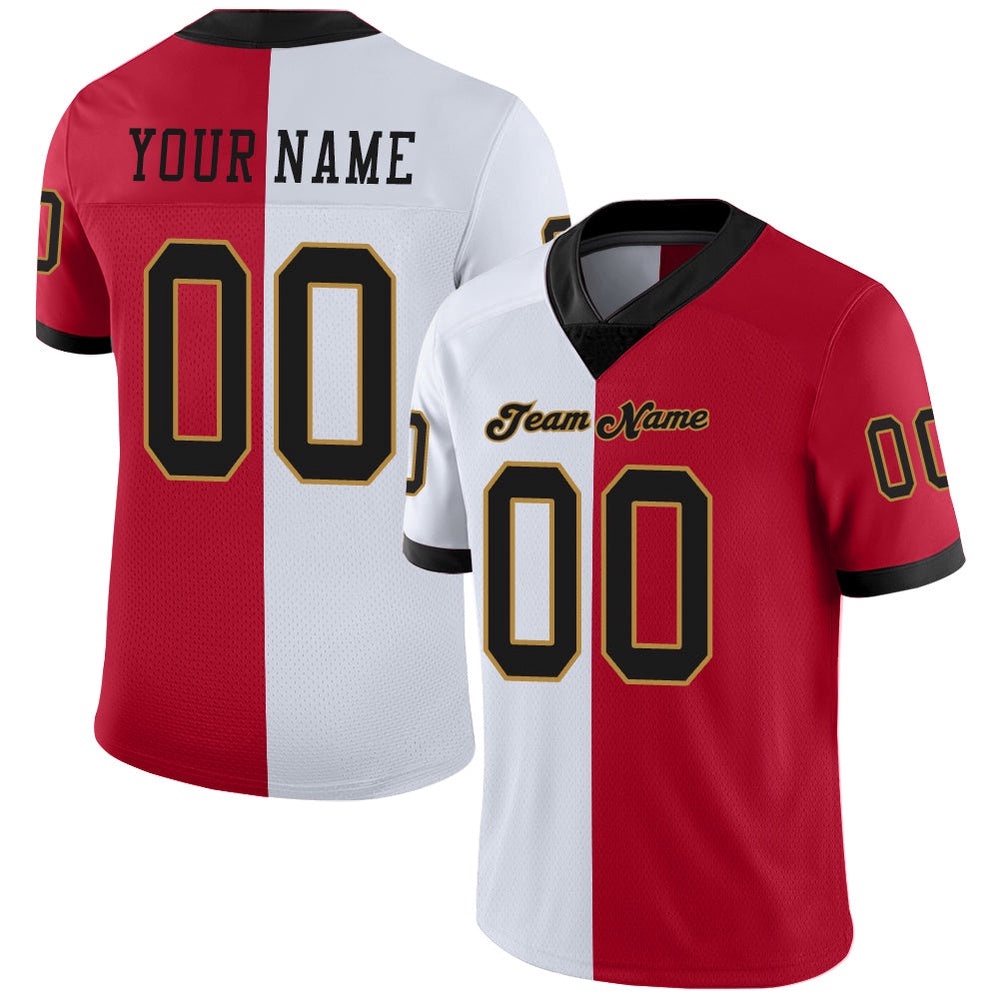 Red Black White Mesh Split Fashion Football Jersey, Personalized Football Jersey, Football Team Jersey, Football Outfits