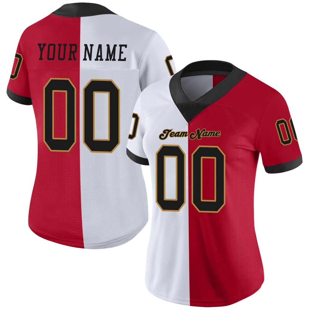 Red Black White Mesh Split Fashion Football Jersey, Personalized Football Jersey, Football Team Jersey, Football Outfits