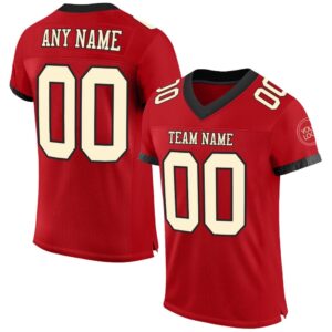 Red Cream Black Mesh Authentic Football Jersey,…