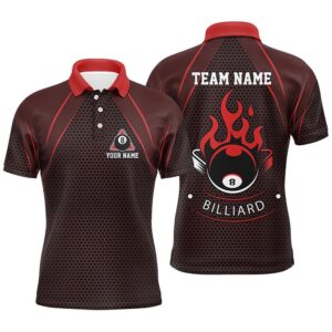 Red Fire 8 Ball Pool Polo Shirts,…