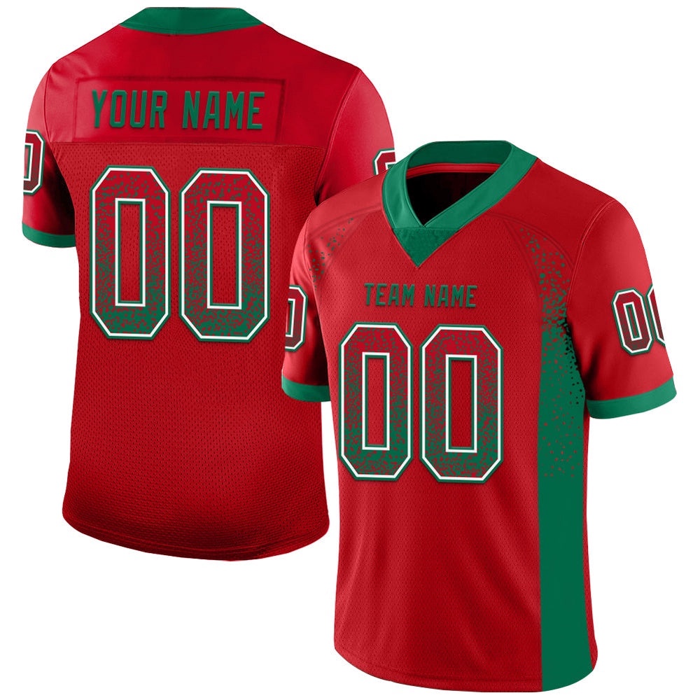 Red Kelly Green White Mesh Drift Fashion Football Jersey, Personalized Football Jersey, Football Team Jersey, Football Outfits