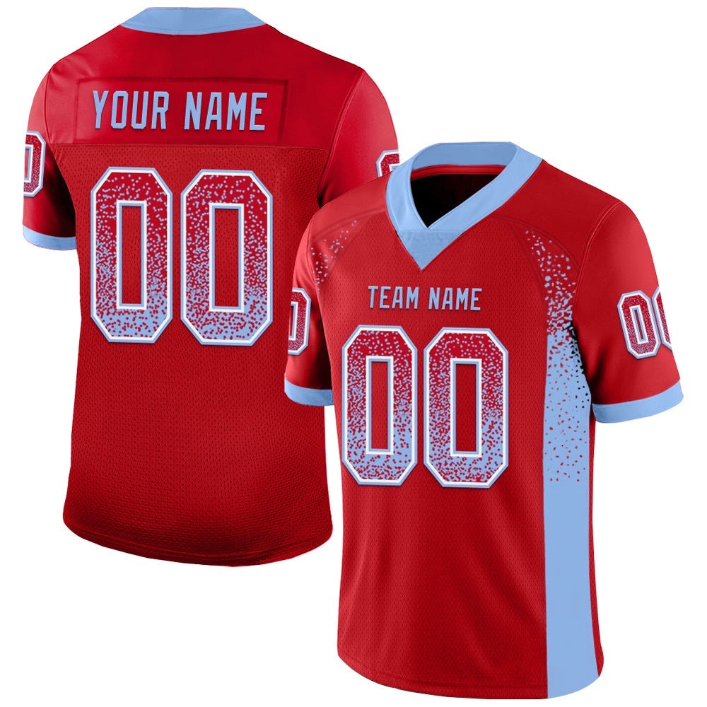 Red Light Blue White Mesh Drift Fashion Football Jersey, Personalized Football Jersey, Football Team Jersey, Football Outfits